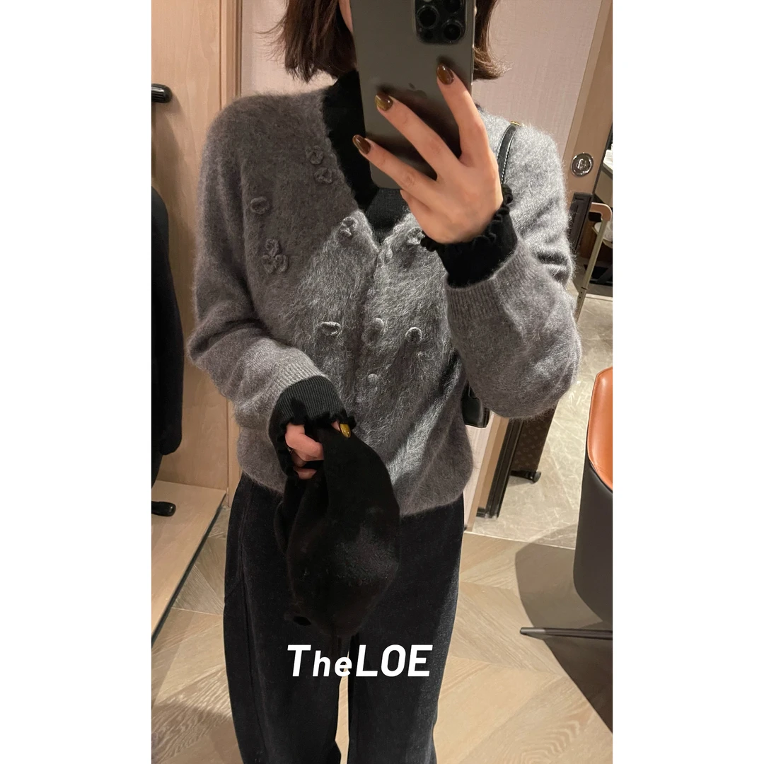 TheLOE/【有点甜温柔花朵羊绒羊毛拉绒毛衣】190-205g开衫#LE-6627