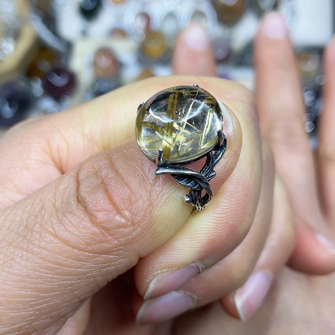 【闪购商品】银S925镶嵌珠宝半成品水晶戒指