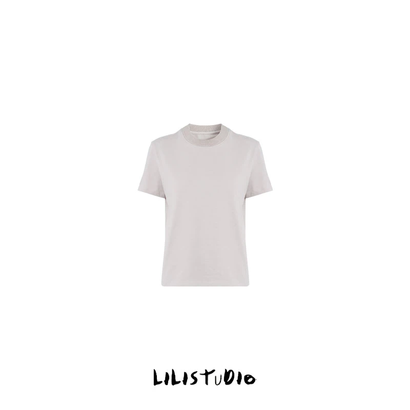 PCNY「罗纹雅韵」不理理早春新款女装休闲百搭简约圆领套头短袖T恤