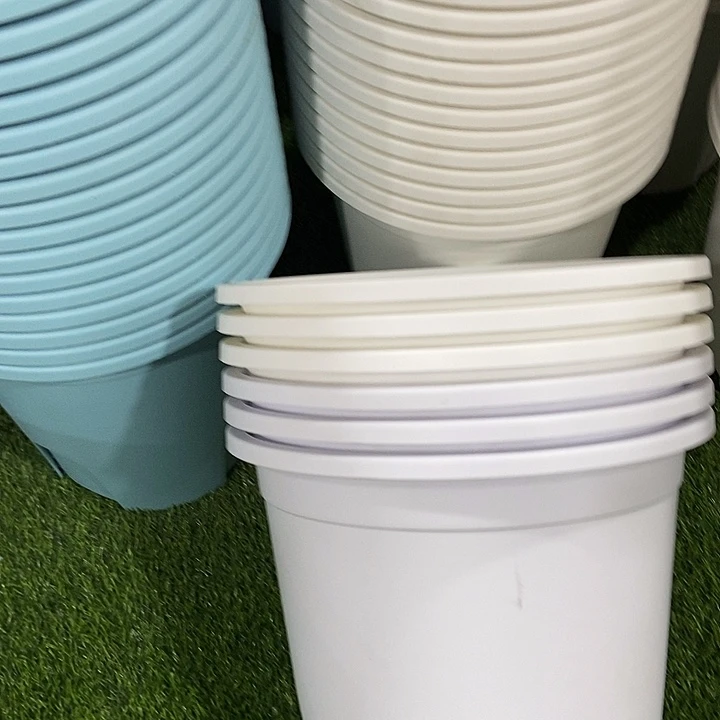 塑料四季盆口29.6高27白色无拖6个