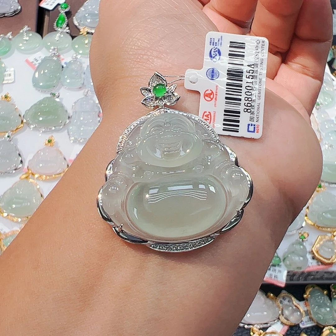 吊坠(不含链)18K金镶嵌翡翠佛公