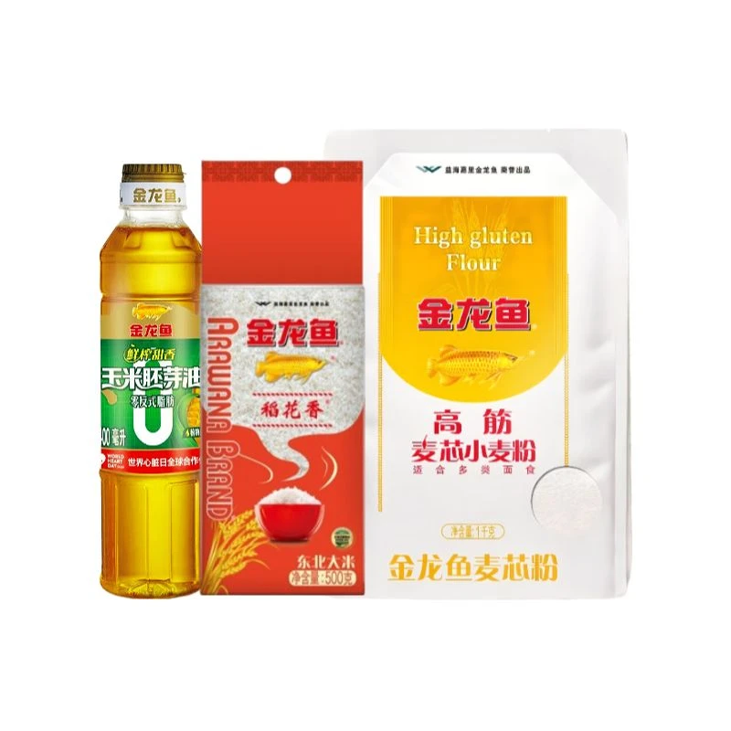 【e镇专属】金龙鱼玉米胚芽油+稻花香+高筋麦芯小麦粉米面油套餐