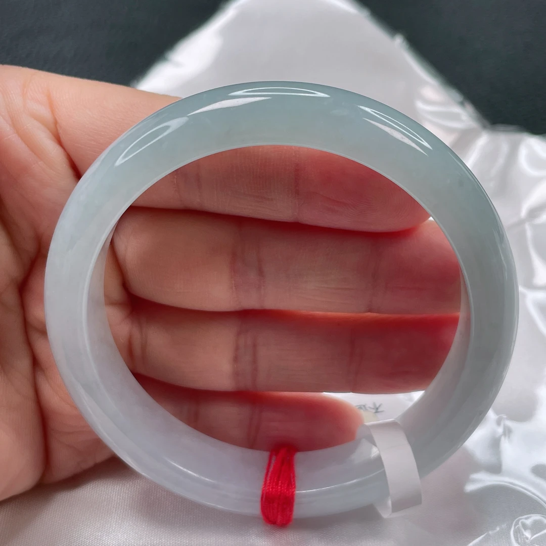 1208缅甸天然翡翠A货59圈冰川蓝手镯时尚百搭少女妈妈款精美玉镯