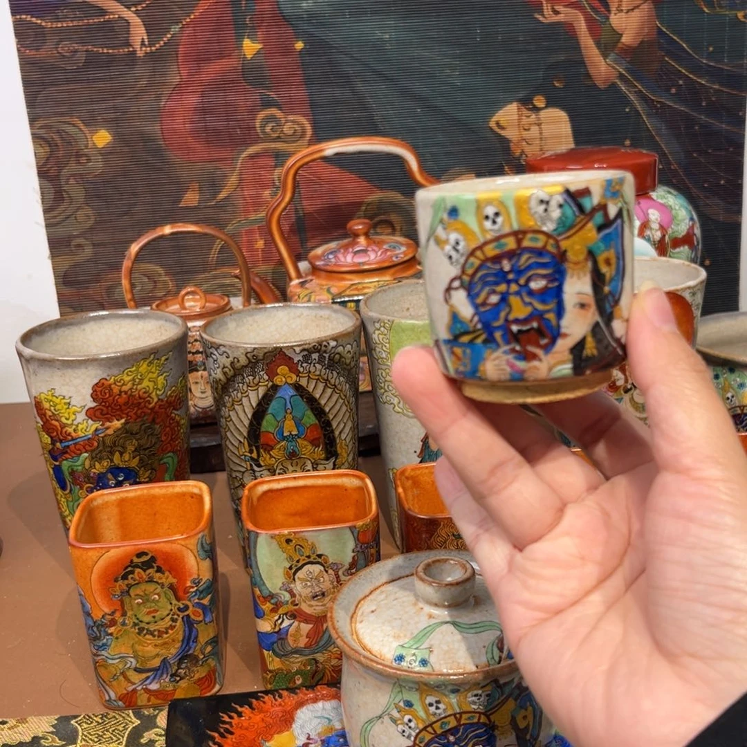 手工手绘扎基茶杯茶杯