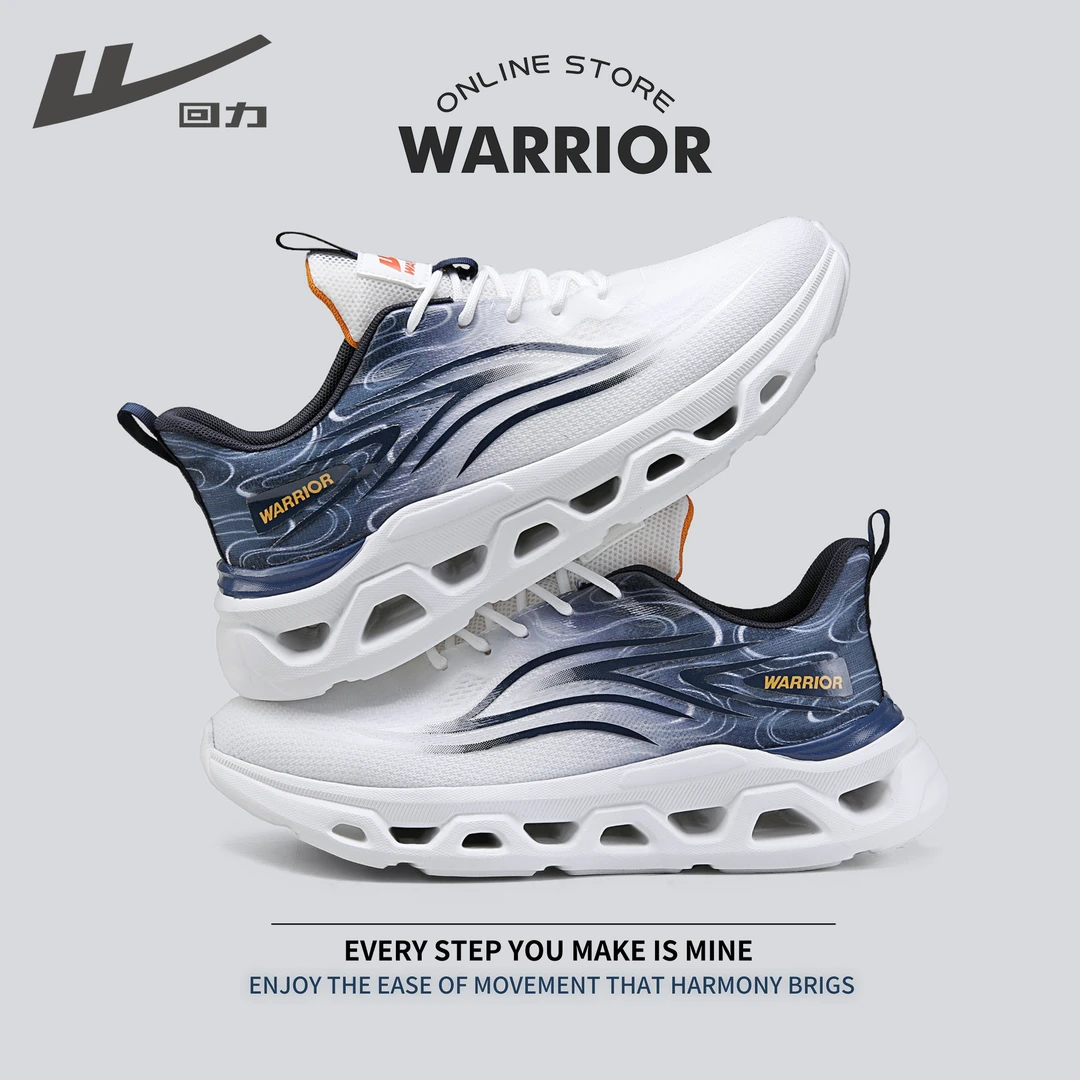 Warrior/回力夏季新款透气网面鞋轻便跑步减震飞织百搭跑步鞋男鞋