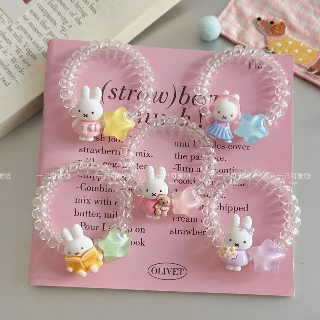 五款米菲兔电话圈卡通电话线甜美手链发圈少女发绳高弹力皮筋头绳