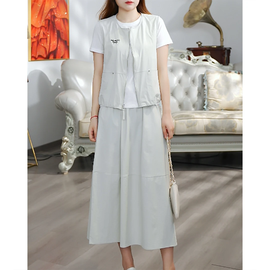 无印心匠D88253 马甲短袖T恤半身裙三件套&韩系套装  K568