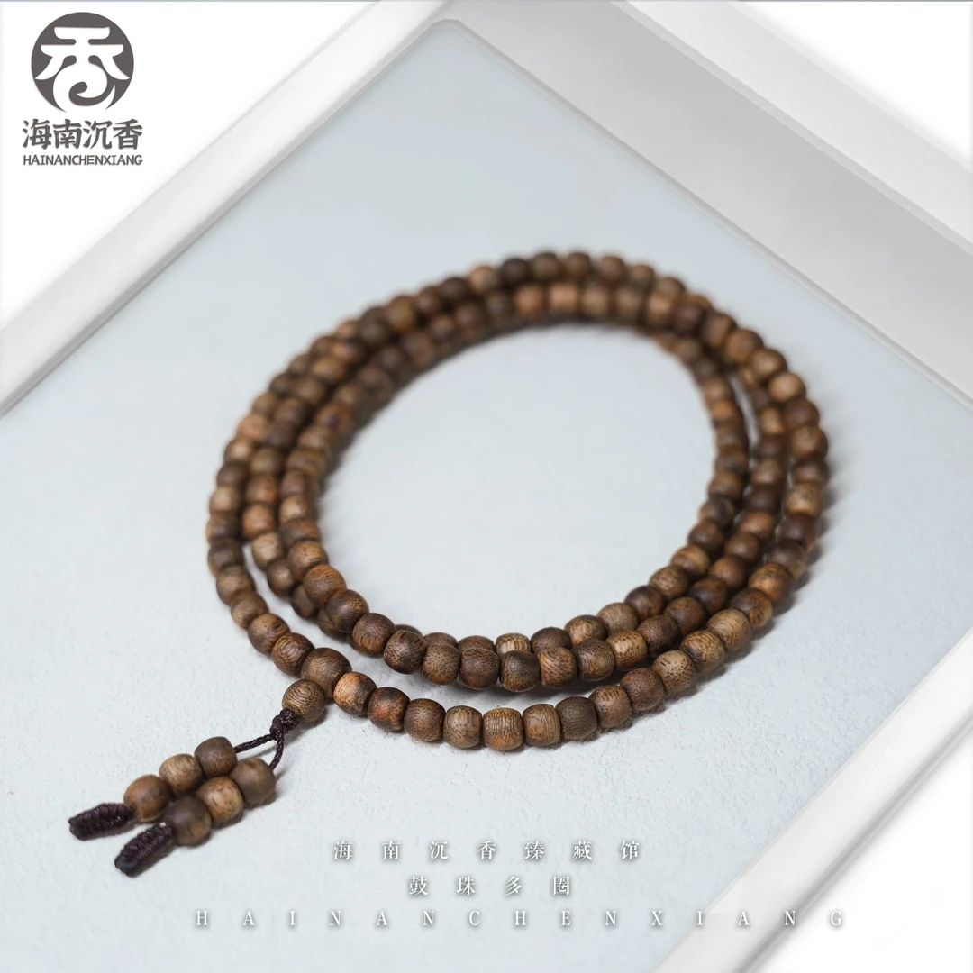 海南沉香老料白棋楠鼓珠0.6多圈手串多样性发货B【伽伟严选】
