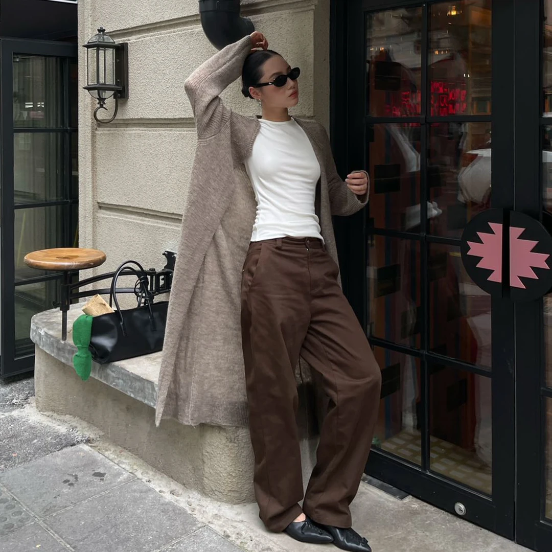 PURITYYH韩系极简宽松直筒裤时尚阔腿裤秋季显瘦休闲百搭棉麻长裤
