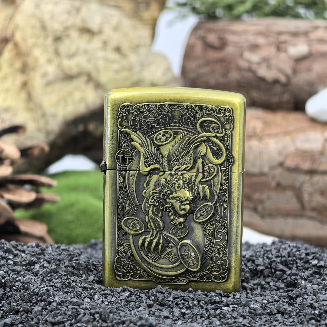 青铜浮雕貔貅复古耐用超薄设计经典手工煤油打火机创意个性立体