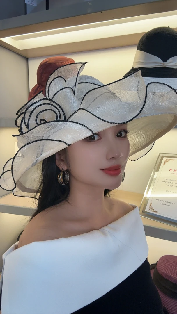 （高定原单）菲律宾麻 超透气礼帽优雅大帽檐遮阳帽