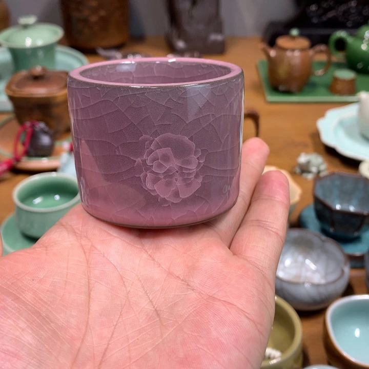 龙泉青瓷手工冰花杯
