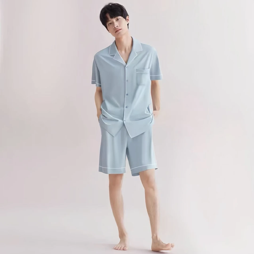 薄款短袖夏季短款睡衣家居服套装舒适时尚纯色