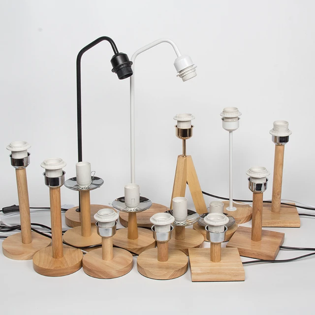 手工diy台灯材料包灯座底座配件橡胶实木e27螺口灯头调光替换灯架
