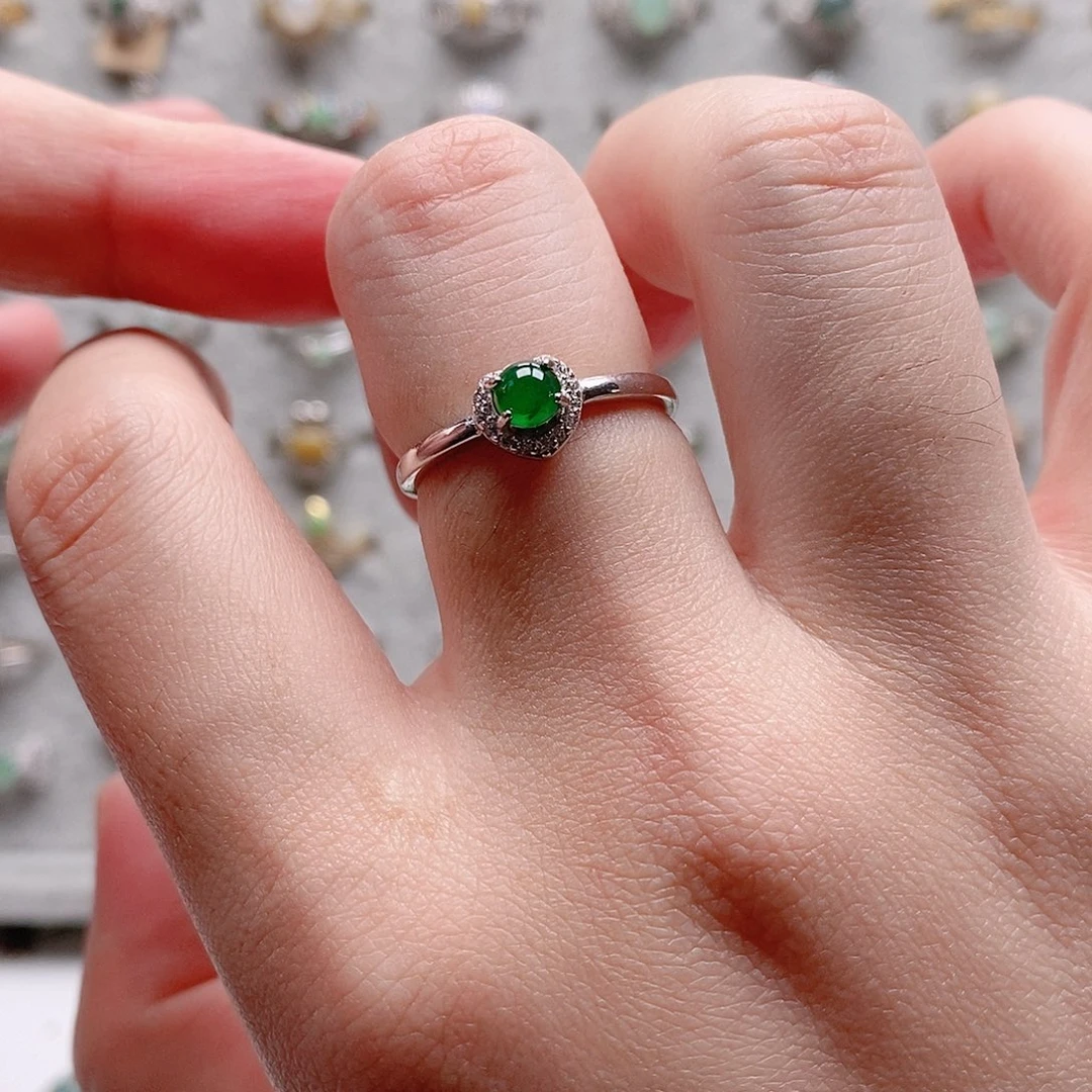 翡翠银S925镶嵌戒指