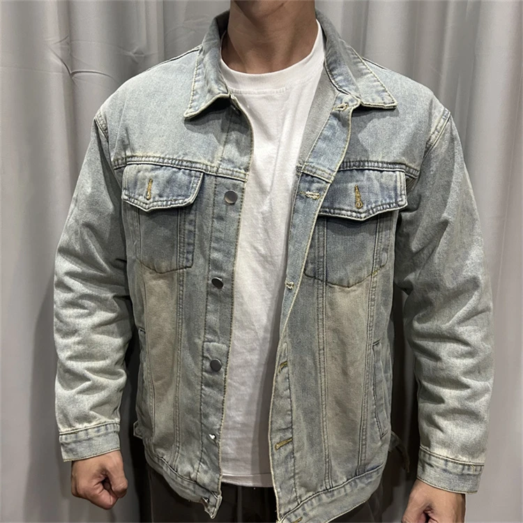 DeweLvum新款复古美式牛仔外套男潮牌设计感运动宽松休闲夹克男装