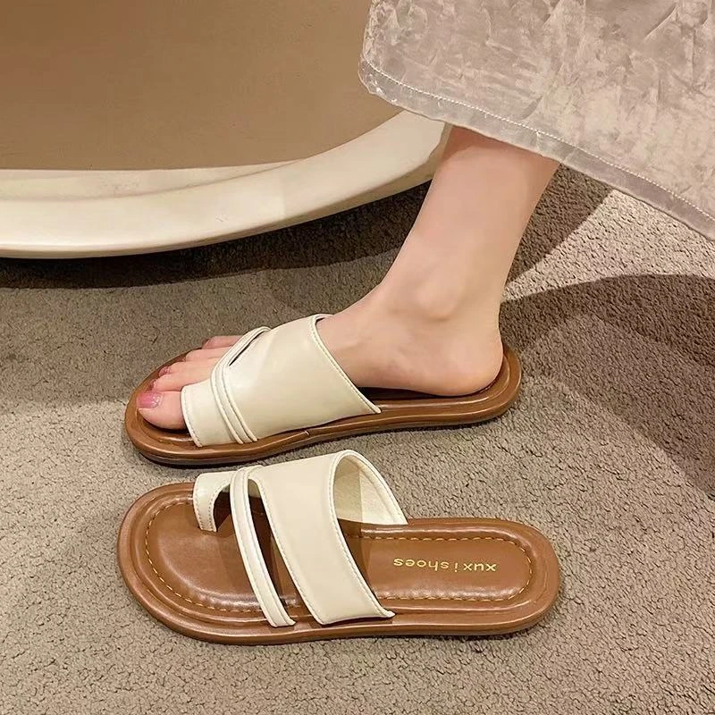 夏季套趾外穿拖鞋女2025年新款夏季复古度假配裙子一脚蹬罗马凉鞋