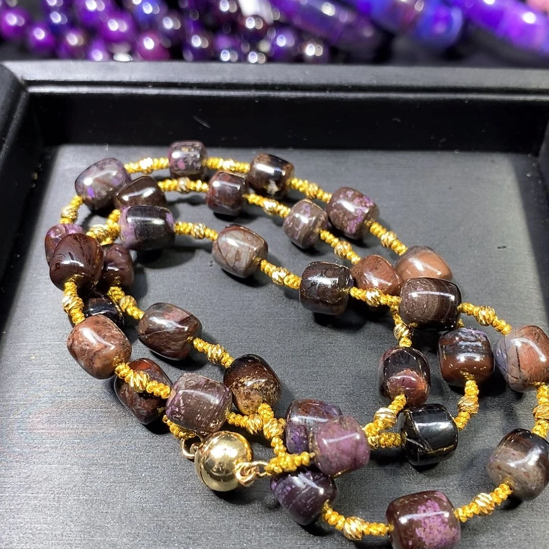 苏纪石（舒俱来）未镶嵌南非舒俱来桶珠项链，放漏