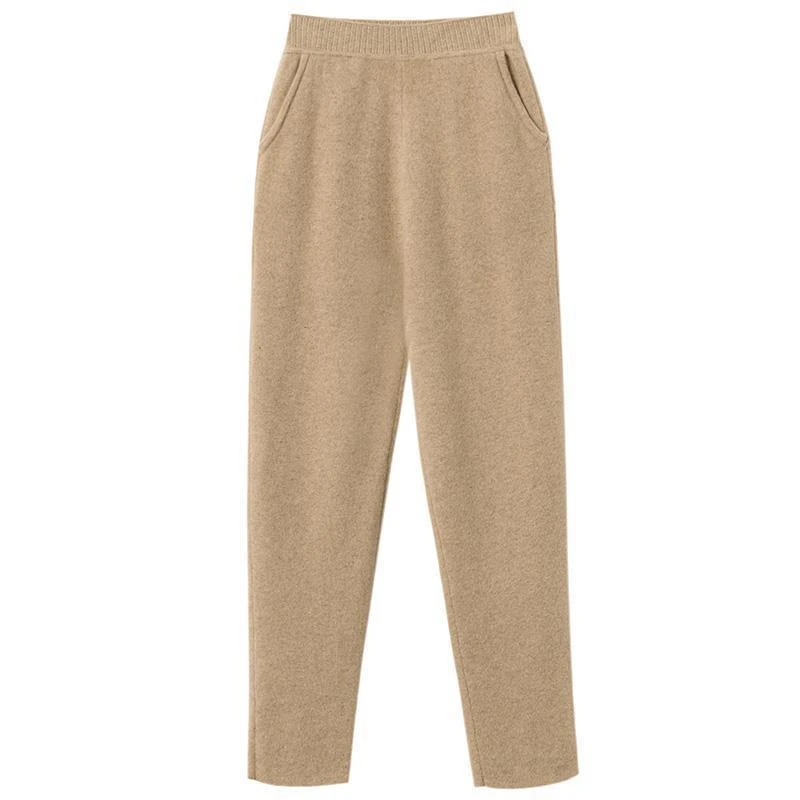 秋冬新款小脚裤针织羊毛裤女显瘦萝卜裤百搭羊绒休闲裤高腰
