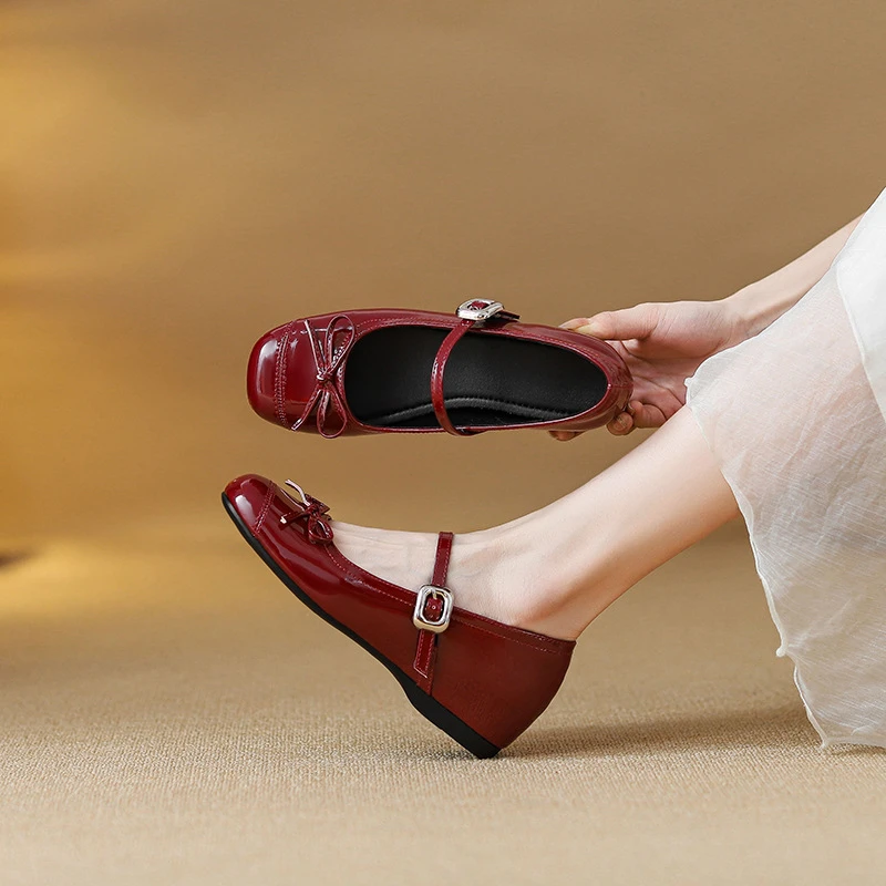 一字带浅口芭蕾内增高单鞋女2025新款春季配裙子法式圆头玛丽珍鞋