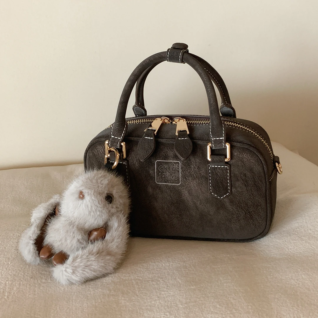 南风Chio2nd 枕头包包女秋冬做旧波士顿包手提单肩斜挎包