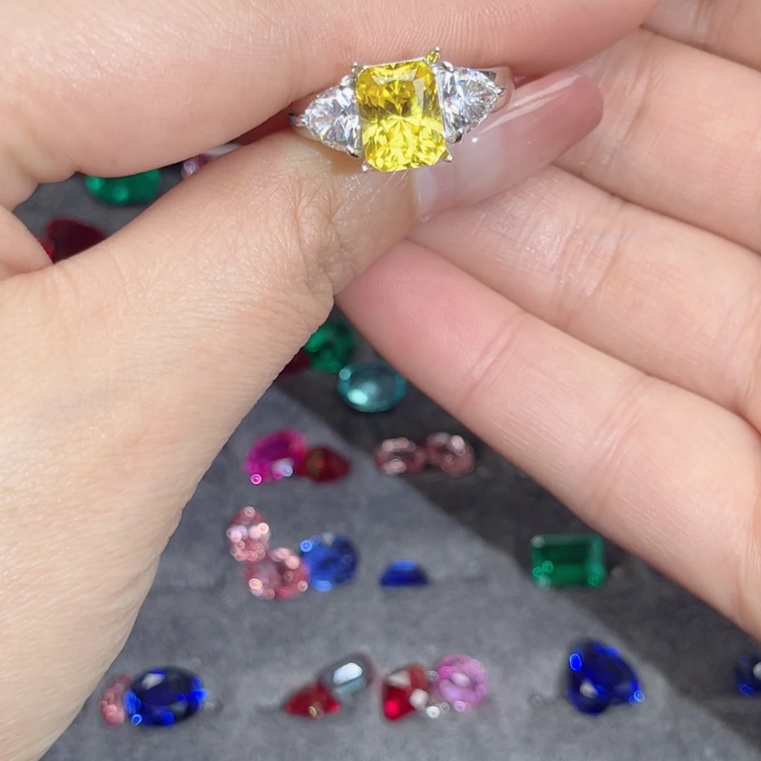 925银合成立方氧化锆培育黄色蓝宝石3.33