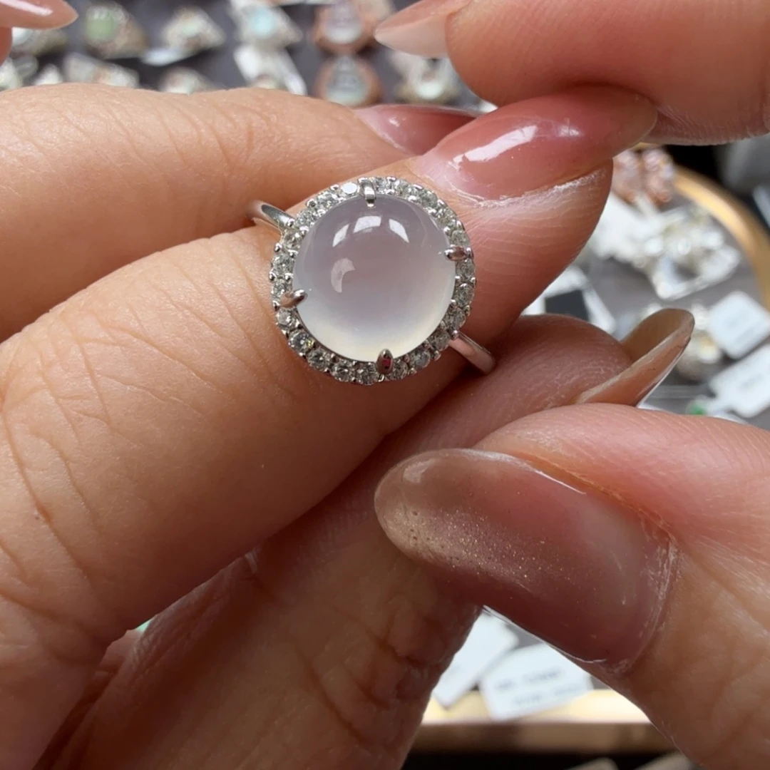 翡翠银S925镶嵌戒指8120