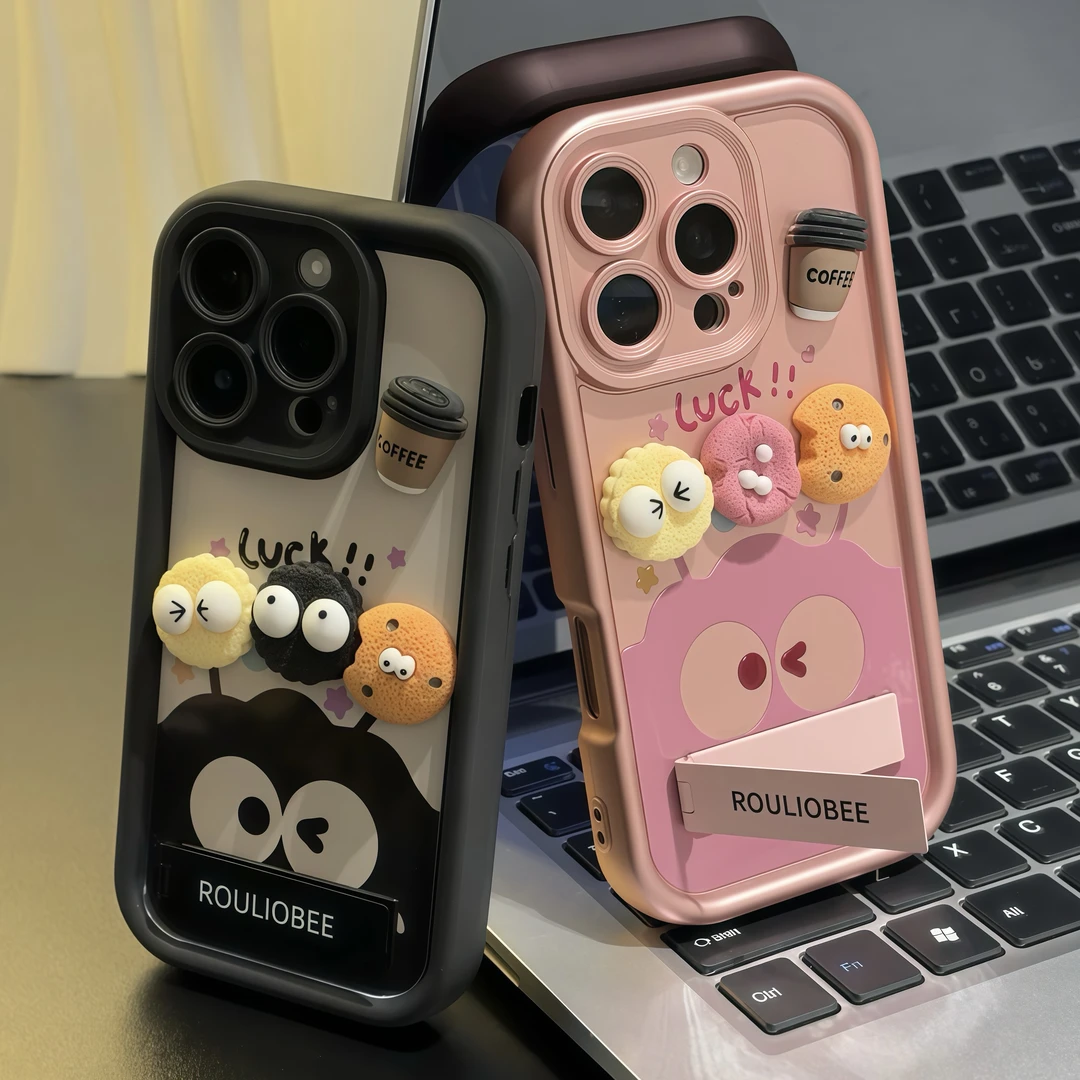 情侣煤球咖啡支架适用苹果VIVO华为OPPO小米14iPhone15/16手机壳