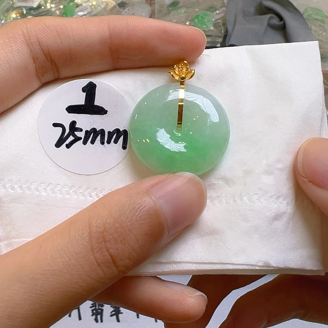 翡翠18K金镶嵌吊坠(不含链)翡翠