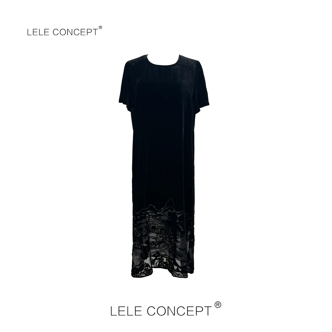 LELE CONCEPT丨【如一】水墨画丝绒连衣裙Q0632