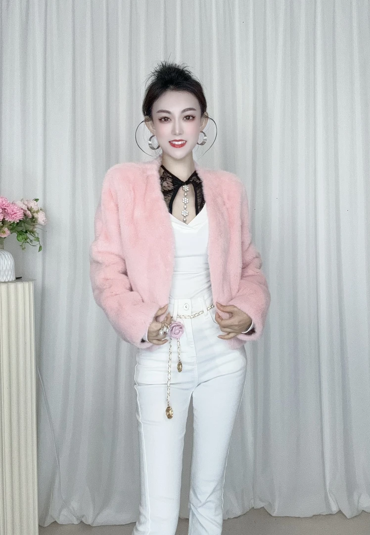 皮毛一体水貂毛绒外套女秋冬新款高级环保皮草