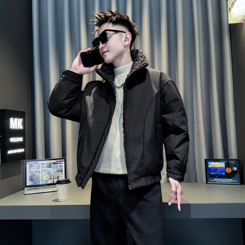 男士翻领加厚棉衣外套冬季毛领座山雕棉服冬款男装袄子休闲棉袄男