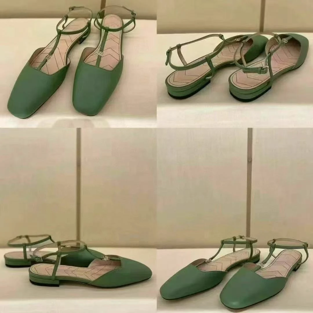 未使用 GUCCI/古驰 /七七/牛油果绿 小logo芭蕾单鞋