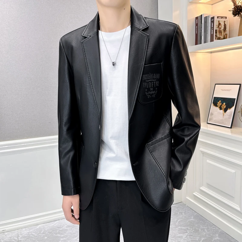 男士西服时尚休闲修身中年百搭潮流春秋季秋冬外套2358