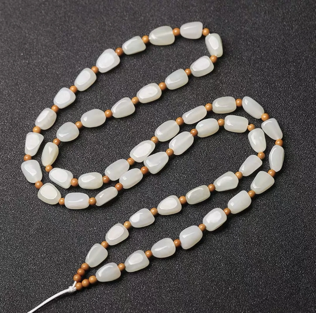 天然和田玉随型珠链项链毛衣链手工编绳