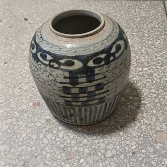 摆件双双双喜临门罐罐摆件青花陶瓷