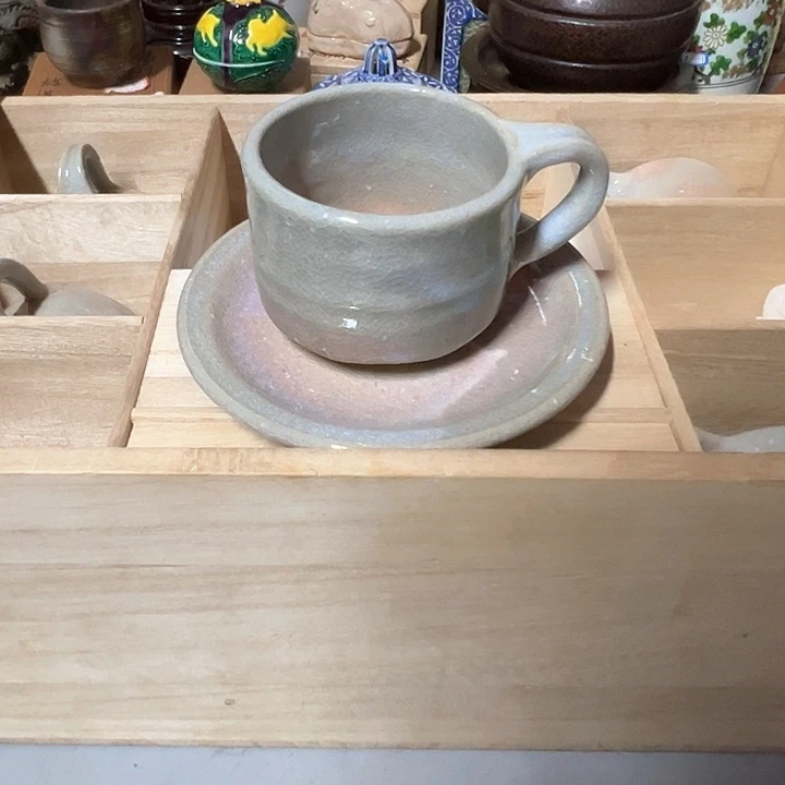 瓷片六套萩烧咖啡杯，