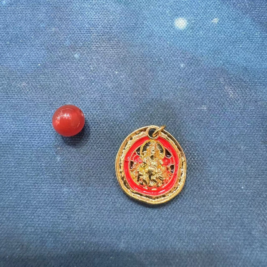 【SG】足金玛瑙珐琅黄财财吊坠 赠链