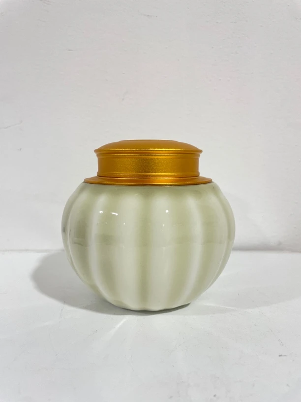 龙泉青瓷南瓜鹅毛黄茶叶罐密封罐储物罐a40