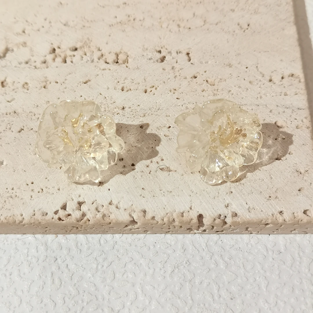 合金耳饰 甜可饰品  时尚百搭春夏系列透明花花耳钉