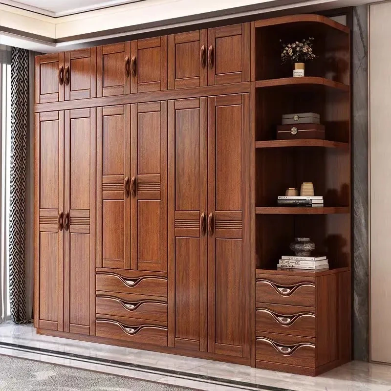 工厂经济型胡桃实木家用主卧储物衣橱衣柜