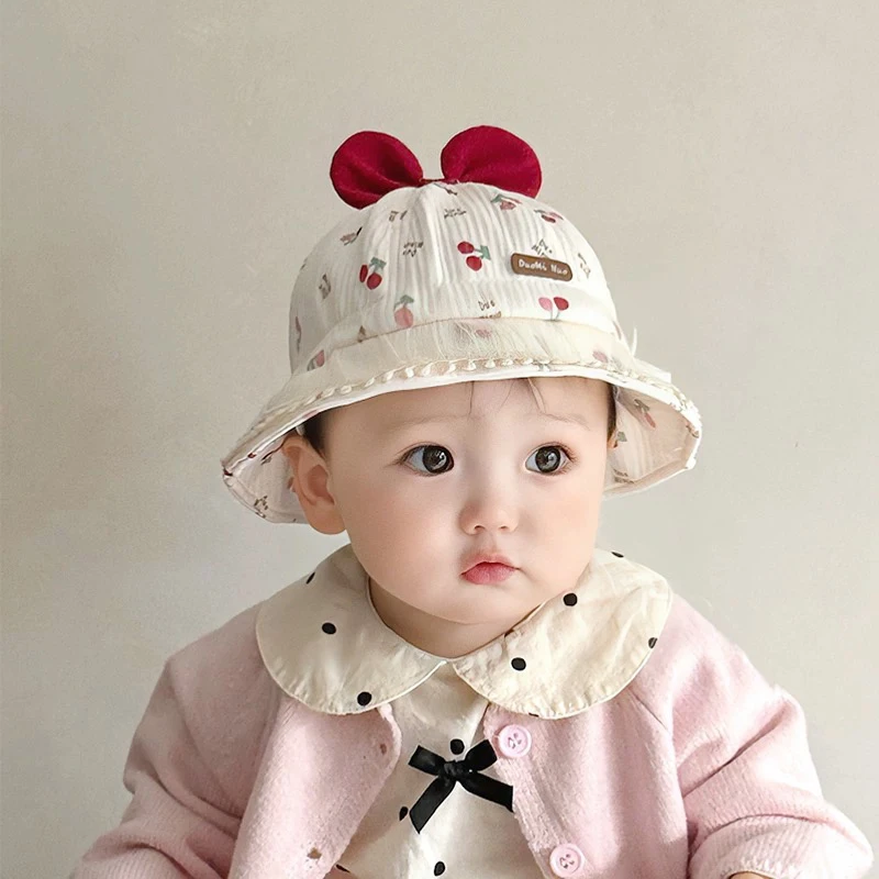 婴儿帽子春秋季外出太阳帽小月龄洋气外出公主防风保暖遮阳渔夫帽