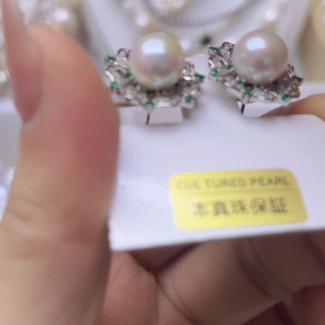 淡水珍珠银S925镶嵌吊坠或者耳钉