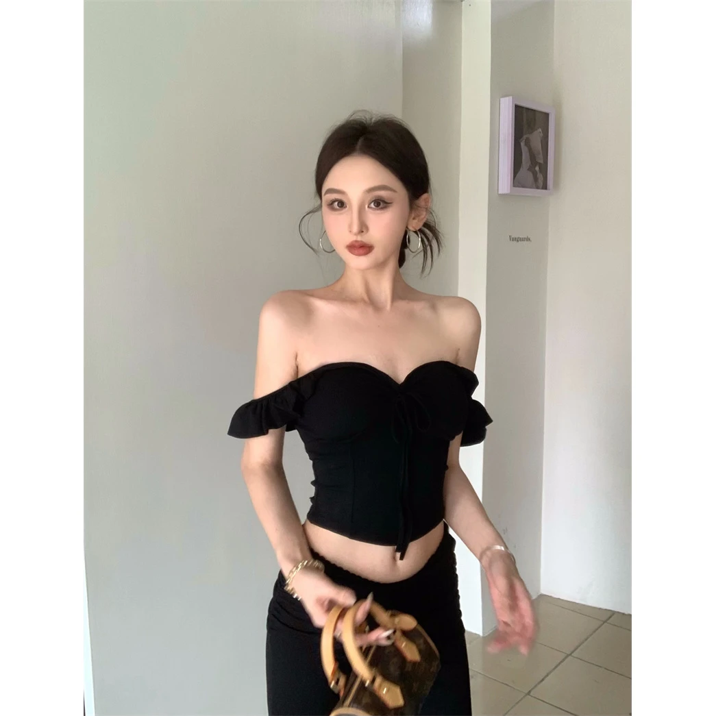 纯欲性感辣妹抹胸抽绳吊带背心裤子套装#22650