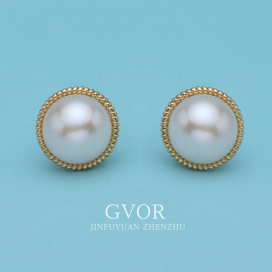 【源头】S925银麻花包边白色珍珠耳钉 C727经典复古简约气质手工