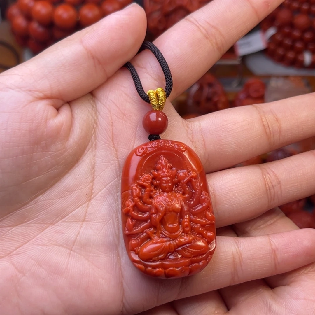南红玛瑙未镶嵌川料瓦西精品满色满色满肉千手观音吊牌