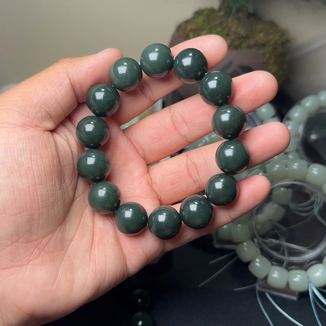 和田玉未镶嵌手串天然沙枣青卡16多样性拍一发一