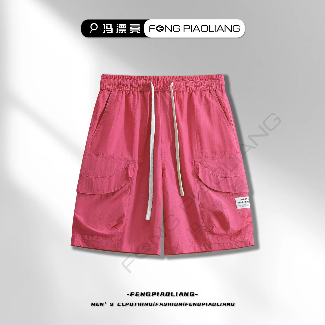 玫红【硬派工装大口袋巨能装】25555夏季宽松时尚流行短裤情侣款