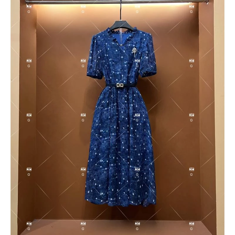 【丹】春夏丨设计师轻奢法式印花女士连衣裙 GS-56111