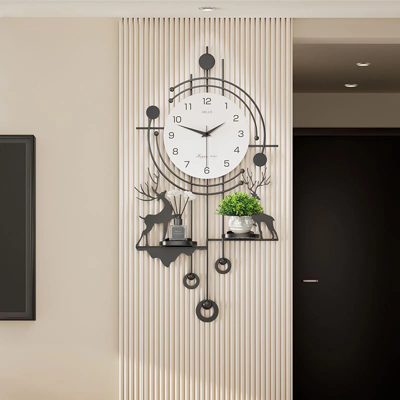 创意挂墙时钟2025新款轻奢静音钟表简约艺术灯光装饰大气客厅挂钟